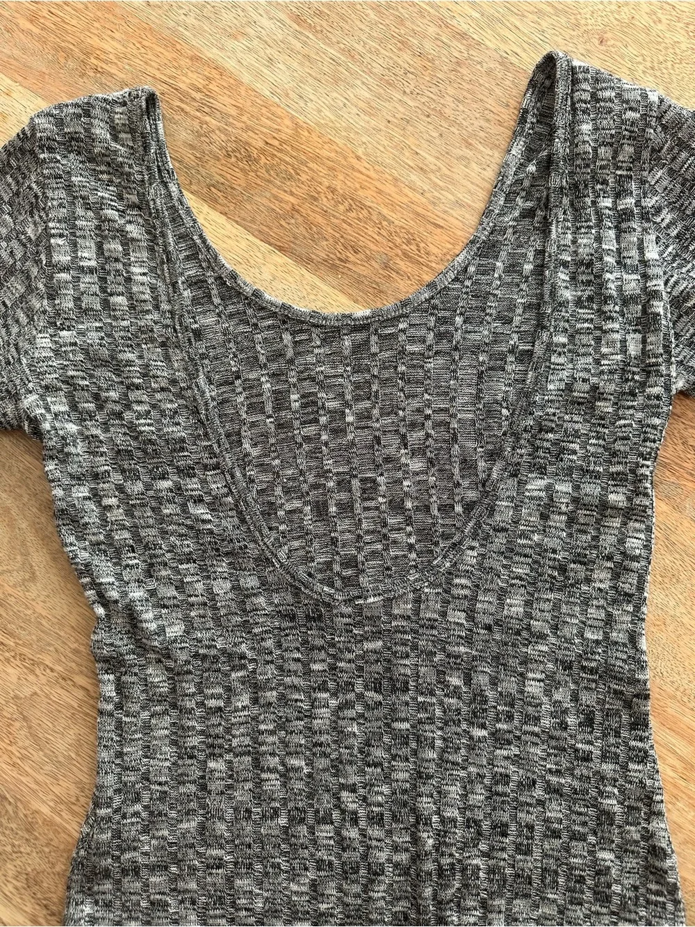 Gray Ribbed One-Piece Bodysuit